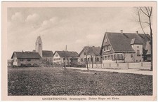 alte Ak Unterthingau, Strassenpartie Doktor Rieger mit Kirche, gelaufen 1924