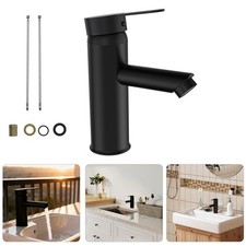 Küchenarmatur Waschbecken Wasserhahn Bad Armatur Heiß-Kalt-Mischbatterie Schwarz