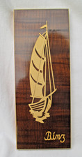 60 er Jahre Wandbild, Holzschiff auf Holzplatte, Segelschiff, Binz , DDR