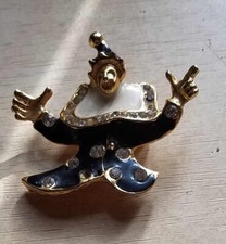 Anstecknadel, Clown, für Schal, Pulli, Hut, Krawatte, gold-blaufarben, gebraucht