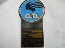 Typenschild Willy Ostner Dresden OD Schild Messing Plakette s70