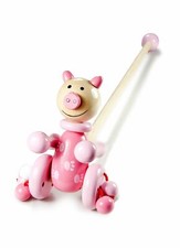 Rosa Schweinchen Nachziehspielzeug schiebespielzeug holz für Kleinkinder