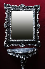 2´er Set Spiegelkonsole in Schwarz/ Weiß Barock Wandspiegel + Wandkonsole 44x38