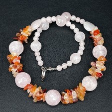 COLLIER MIT ROSENQUARZ & KARNEOL SCHMUCKJAGD