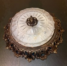 Sölken-Leuchten goldfarbene Messing Bleikristall Deckenlampe / Lampe 7021/031