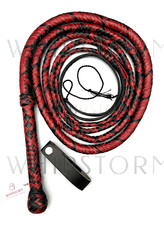 Bullenlederpeitsche Bullwhip in Schwarz/Bordeaux, verschiedene Größen