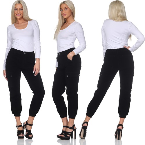 Damen cord cargohose slim fit - damen,