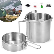 Camping Kochgeschirr Edelstahl Topfset,Camping Kochgeschirr Set mit Camping Topf