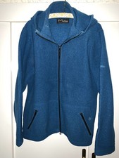 Mufflon Damen Jacke Wolljacke Nele mit Kapuze Gr. L blau petrol (Sea) 100% Wolle