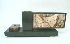 Art Deco Schreibtischaufsatz Stiftehalter Halbedelsteine Marmor