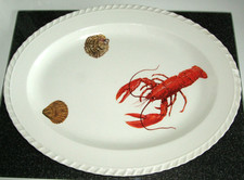 Große - Platte mit Meeresfrüchten / Hummer / Muscheln - 37,5 x 28,5 cm - Pontesa