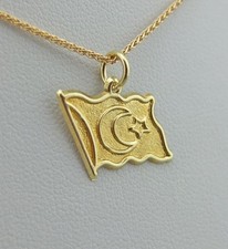 Anhänger Fahne Türkei 585, 14 Karat Gelbgold, echt Gold, türkische Fahne, Stern