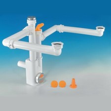 Raumspar Siphon Küche Ablaufgarnitur Geruchsverschluss Doppel Spülbecken Abfluss