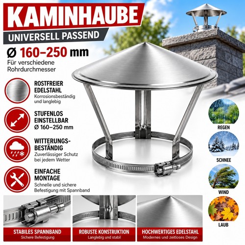 Kaminhaube edelstahl 160 250 - kaminhaube, 160-250