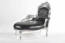 Daybed Chaise Longue IN Holz Blatt Silber Kunstleder Schwarze Und Edelsteine