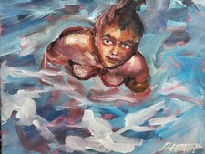 Ölbild Frau Portrait Bunt