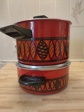 Vintage Deutscher Emaille Kochtopf Kasserolle Topf + Deckel Kochtopf Aufbewahrun