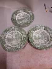 3x Royal Tudor Ware Coaching Taverns Suppenteller Grün Ca.23cm. Durchm. Porzelan