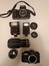 Nikon F-801 Plus 2 Objektiv 2 Blitzlampen,Nikon EM  M90,Mit Tasche.