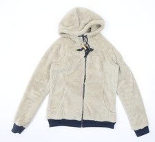 Oxylane Damen beige durchgehender Reißverschluss Kapuze Fleecejacke Größe 12 M