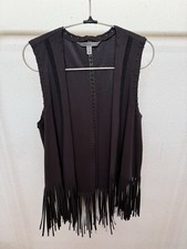 Weste mit Fransen, Schwarz