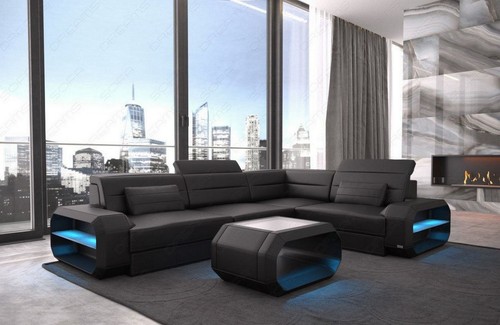Ecksofa leder designercouch - ecksofa,