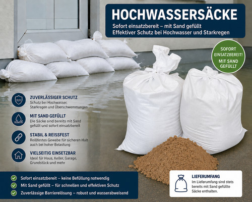 Hochwasser sandsack gefüllt - hochwasser,