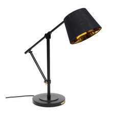 Riviera Maison Tischlampe schwarz mit Schirm Rockefeller Desk Lamp black