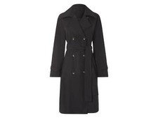 esmara® Damen Trenchcoat mit Gehschlitz hinten (schwarz, L (44/46)) - B-Ware