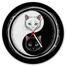 Katzen Yin und Yang Wanduhr
