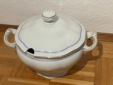 Zeh Scherzer Bavaria, große Porzellan Suppenschüssel, Terrine, verziert Goldrand