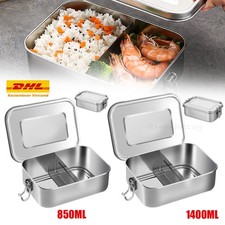Lunchbox Brotdose Auslaufsicher BentoBox Brotzeit Dose aus Edelstahl mit Fächer