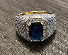 Herren 18k 750 Goldring vergoldet Gr. 22 Zirkon