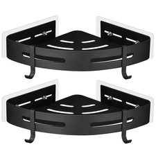 2 St. Regal Duschregal Ohne Bohren Eckregal Badregal mit Häkchen Keine Aufkleber