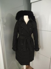 Burberry Brit Daunenmantel Trenchcoat schwarz M/38 Gürtel Echtfell