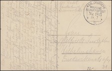 DEUTSCHE MARINE-SCHIFFSPOST No 103 - 19.7.1915 auf Feldpost-AK Frauenportrait