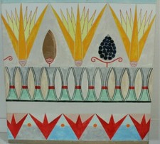 Gudrun Freder Ägyptisches Ornament mit Tigerlotus II Acryl signiert datiert 1999