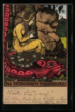 Künstler-AK Ferdinand Spiegel: das verwunschene Prinzesslein mit Drachen 1901 