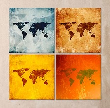 WELTKARTE Leinwand BILD -SET