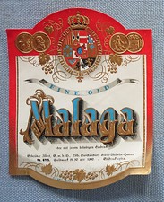 altes Weinetikett Musteretikett Etikett Fine Old Malaga Illert Auheim geprägt