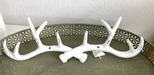 Hakenleiste Haken Wandhaken Geweih Hirschgeweih Guss Gusseisen Shabby Weiß 37 cm