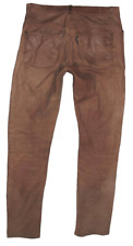 SPECKIGE! POLO Herren- LEDERJEANS / Nubuk- Lederhose hell- braun ca. W31 / L31
