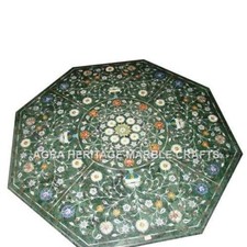 24 Zoll Grün Marmor Flur Schlafzimmer Tischplatte Mosaik Intarsien Floral Kun...