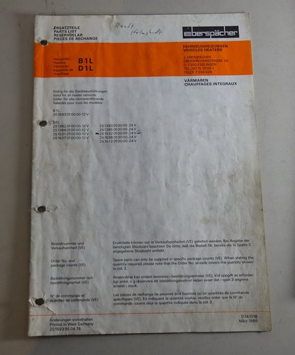 Teilekatalog/Ersatzteilliste
