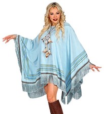 Poncho Wildlederoptik hellblau