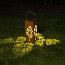 LED Solar Schattenlaterne Metall 27 cm Rostoptik Garten Laterne Solarlaterne