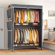 Schwerlast Kleiderschrank auf Rollen Metall Stoffschrank Stabiler Kleiderständer