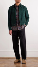 Herren grüne Wildleder Hemd Leder Trucker Jacke Größe M