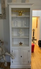 Casa Padrino Landhausstil Massivholz Schrank Weiß 70 x H 210 cm - Bücherschrank 