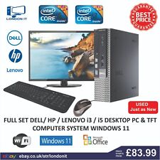 DELL HP Intel Core i3 - i5-i7 DESKTOP TOWER PC & TFT COMPUTER SYSTEM WINDOWS 10